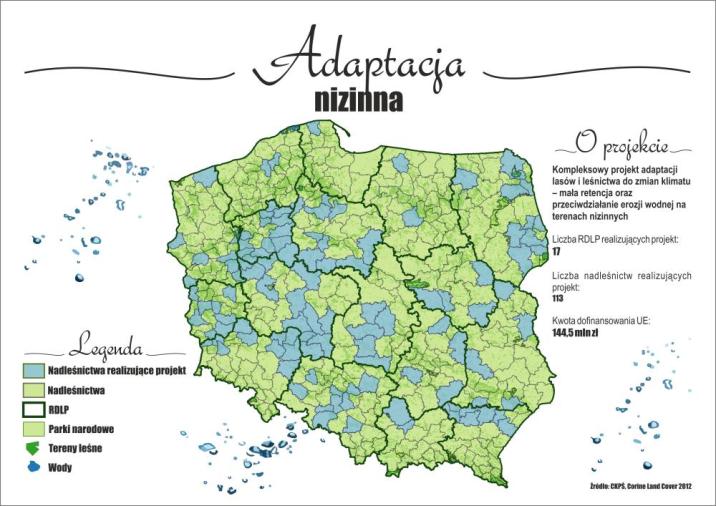 Mapa&#x20;1&#x2e;&#x20;Nadleśnictwa&#x20;realizujące&#x20;projekt