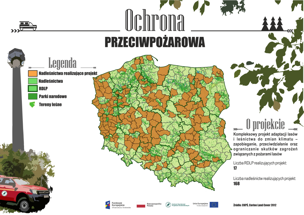 Mapa&#x20;1&#x2e;&#x20;Nadleśnictwa&#x20;realizujące&#x20;projekt